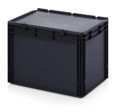 ESD Antistatic Euro Container Boxes with hinged lid - 60 x 40 x 43,5 cm (L x W x H) - 666 ESD ED 64/42 HG